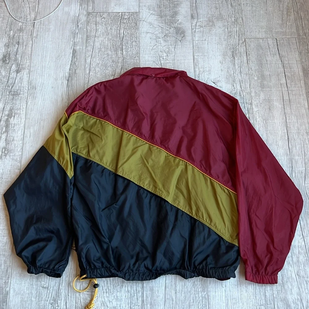 Vintage Reebok Sport Black Gold Maroon 1/4 Zip Pullover Jacket Windbreaker Men L